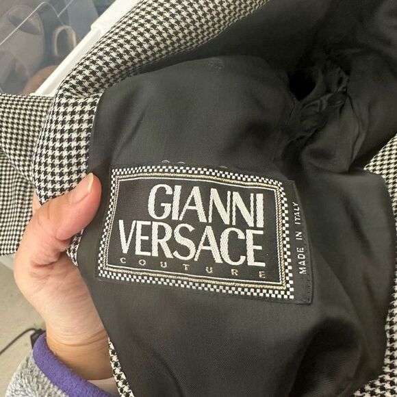 GIANNI VERSACE Couture Made In Italy 2 Pc Blazer & Skirt Set Wool Silk Vintage - Picture 7 of 16